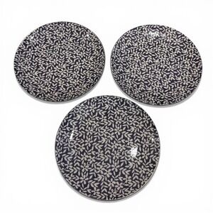 Fiorella Purple White Floral Ceramic Appetizer Dessert Plates Set of 3 8in